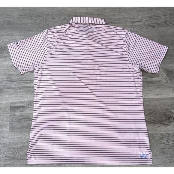 B. Draddy Large Men's Pink Striped Golf Polo Embroidered Striped - Picture 6 of 9